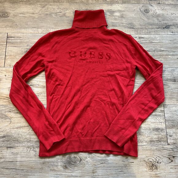 Guess Vintage Sweater Women's Small Turtleneck 90s Y2K Red Christmas Holiday - Picture 1 of 8
